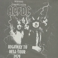 Acdc Off The Shoulder Tee Womens Juniors Crew Neck Short Sleeve Regular Fit AC/DC Graphic T-Shirt