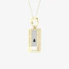 Ace Of Hearts Playing Card Mens Diamond Accent Genuine Black Onyx 10K Gold Sterling Silver Rectangular 18 Inch Pendant Necklace