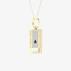 Ace Of Hearts Playing Card Mens Diamond Accent Genuine Black Onyx 10K Gold Sterling Silver Rectangular 18 Inch Pendant Necklace
