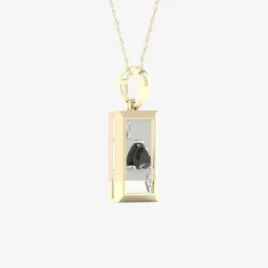 Ace Of Hearts Playing Card Mens Diamond Accent Genuine Black Onyx 10K Gold Sterling Silver Rectangular 18 Inch Pendant Necklace