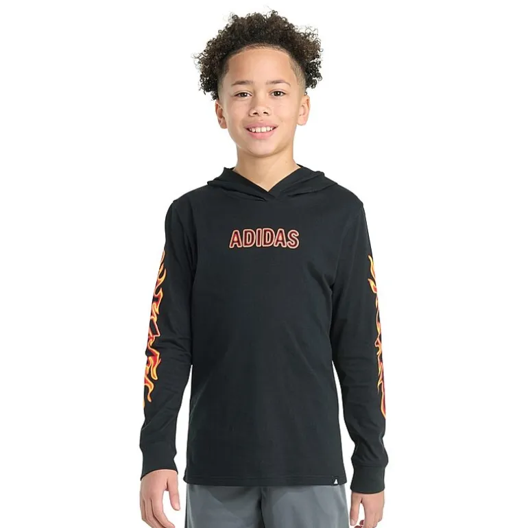 adidas Big Kid Boys Hooded Long Sleeve Regular Fit Graphic T-Shirt