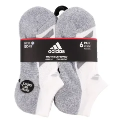 adidas Big Kid Boys Multi-Pack 6 Pair No Show Socks