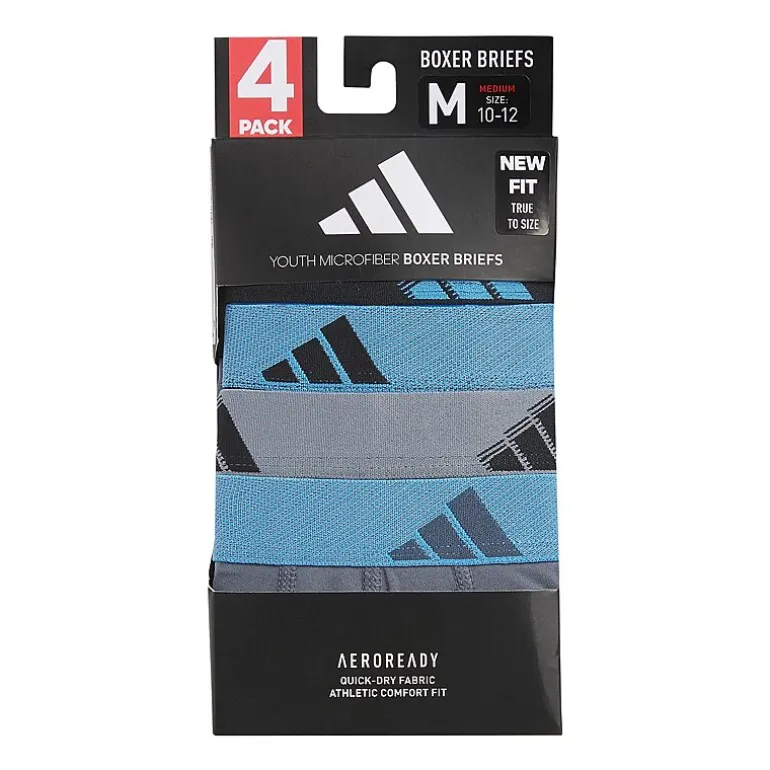 adidas Big Kid Boys 4 Pack Boxer Briefs S-5158609a