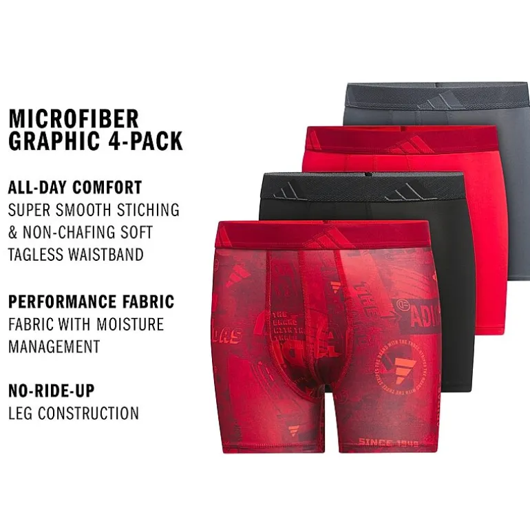 adidas Big Kid Boys 4 Pack Boxer Briefs S-5160295a