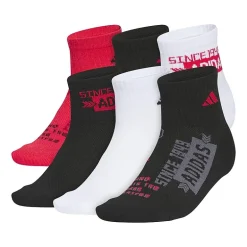 adidas Big Kid Boys 6 Pair Quarter Ankle Socks