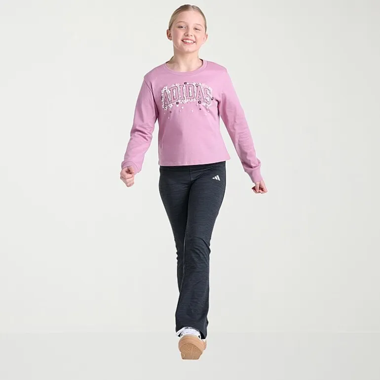 adidas Big Kid Girls Crew Neck Long Sleeve Active T-Shirt