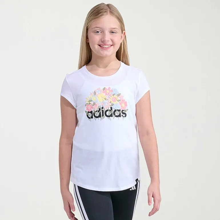 adidas Big Kid Girls Crew Neck Short Sleeve Regular Fit Graphic T-Shirt