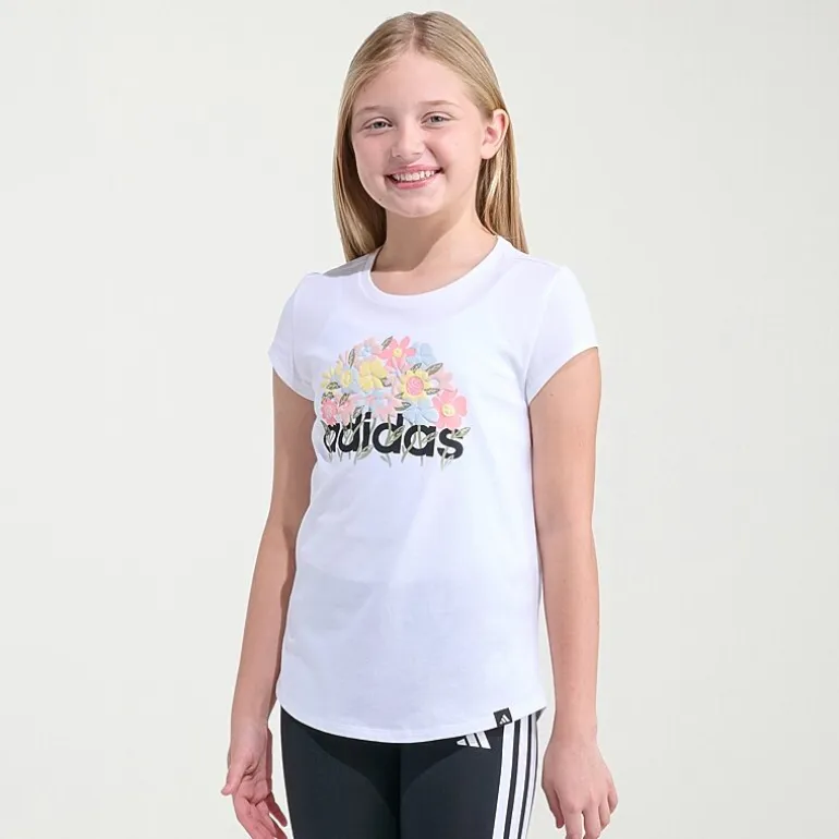 adidas Big Kid Girls Crew Neck Short Sleeve Regular Fit Graphic T-Shirt