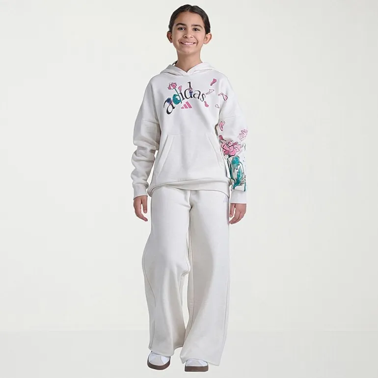 adidas Big Kid Girls Mid Rise Wide Leg Regular Fit Fleece Pull-On Pant