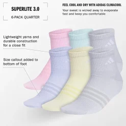 adidas Big Kid Girls 6 Pair Quarter Ankle Socks