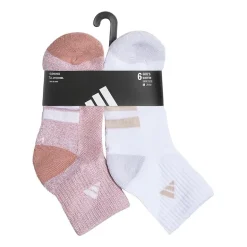 adidas Big Kid Girls 6 Pair Quarter Ankle Socks