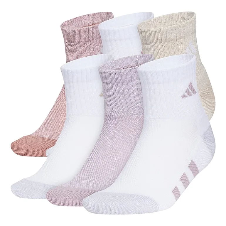 adidas Big Kid Girls 6 Pair Quarter Ankle Socks
