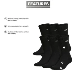 adidas Cushioned Mens 6 Pair Big and Tall Crew Socks