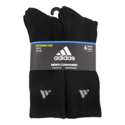 adidas Cushioned Mens 6 Pair Big and Tall Crew Socks