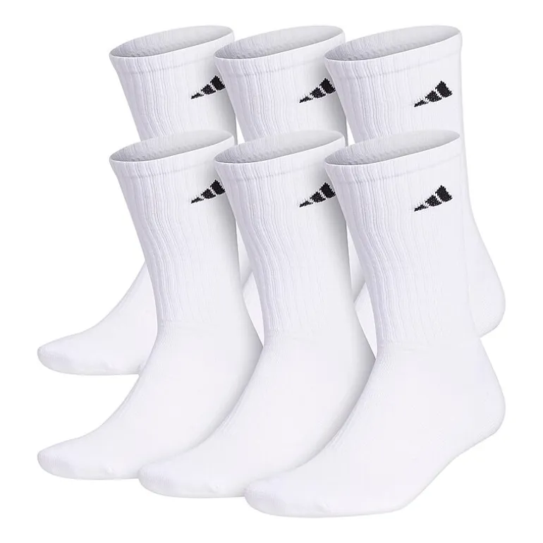 adidas Cushioned Mens 6 Pair Big and Tall Crew Socks