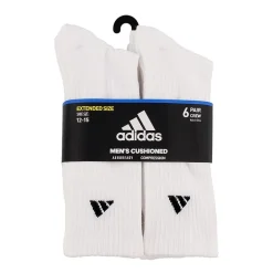 adidas Cushioned Mens 6 Pair Big and Tall Crew Socks