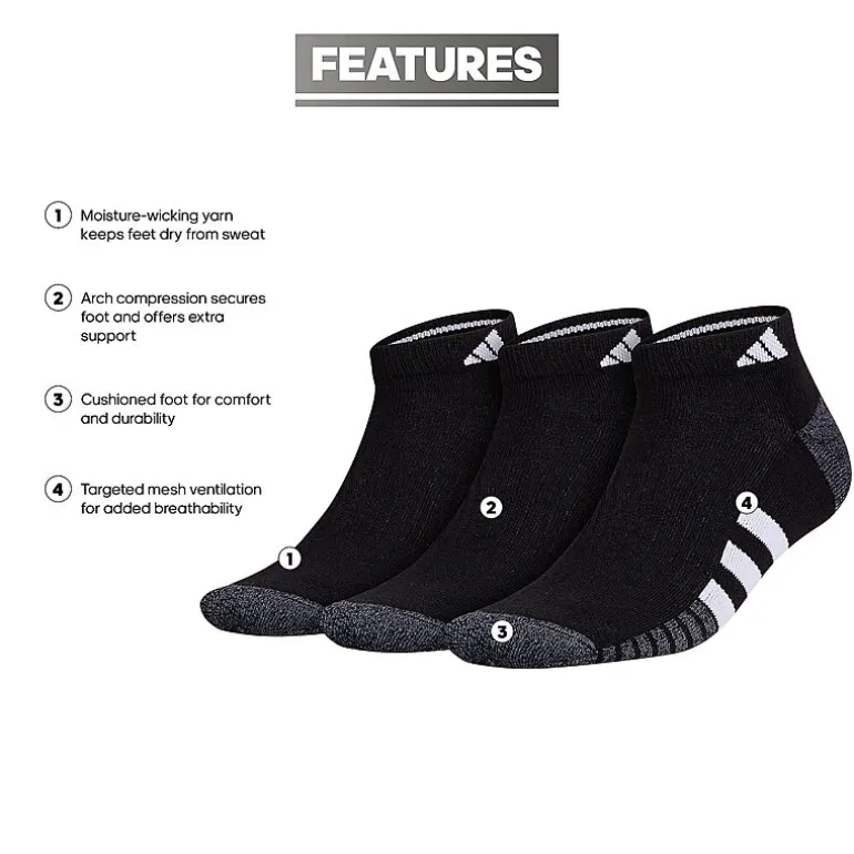 adidas Cushioned Mens 3 Pair Big and Tall Low Cut Socks