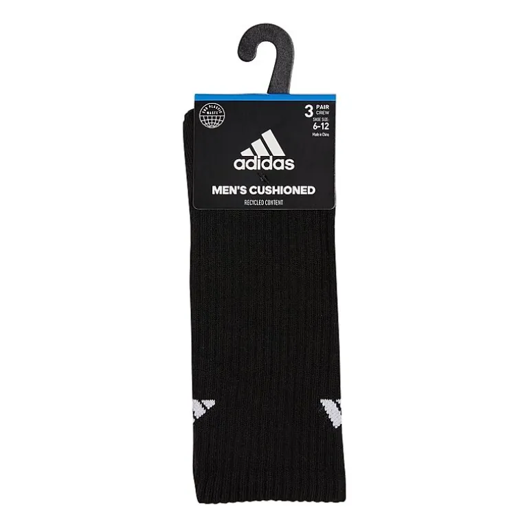 adidas Cushioned Mens 3 Pair Crew Socks