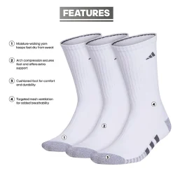 adidas Cushioned Mens 3 Pair Crew Socks