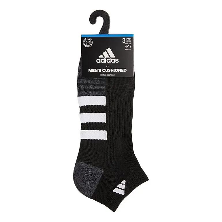 adidas Cushioned Mens 3 Pair Low Cut Socks