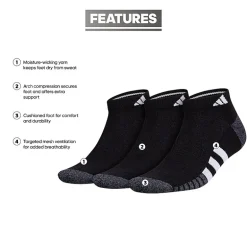 adidas Cushioned Mens 3 Pair Low Cut Socks