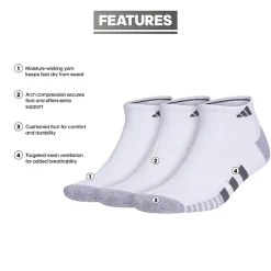 adidas Cushioned Mens 3 Pair Low Cut Socks