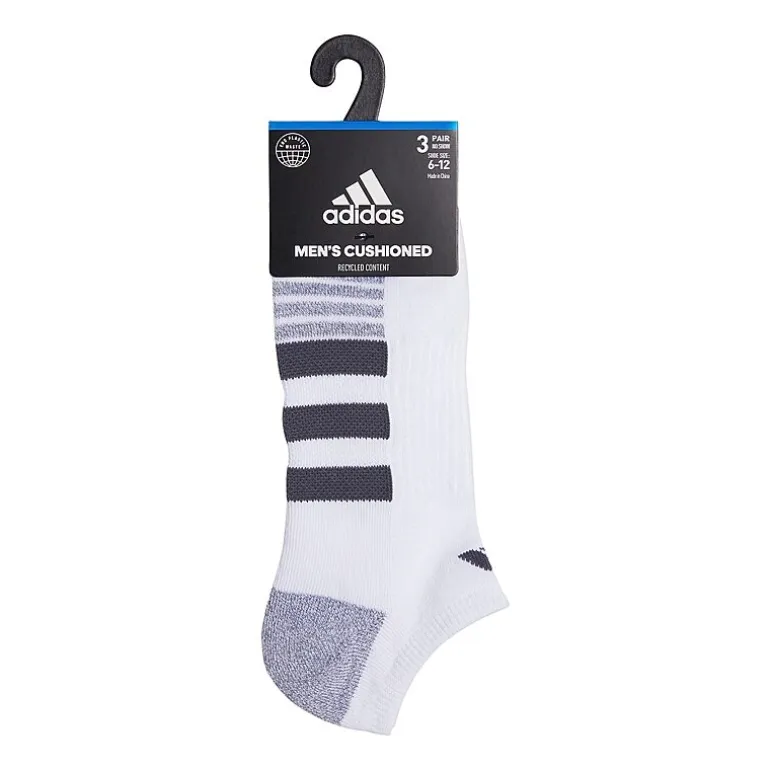 adidas Cushioned Mens 3 Pair No Show Socks
