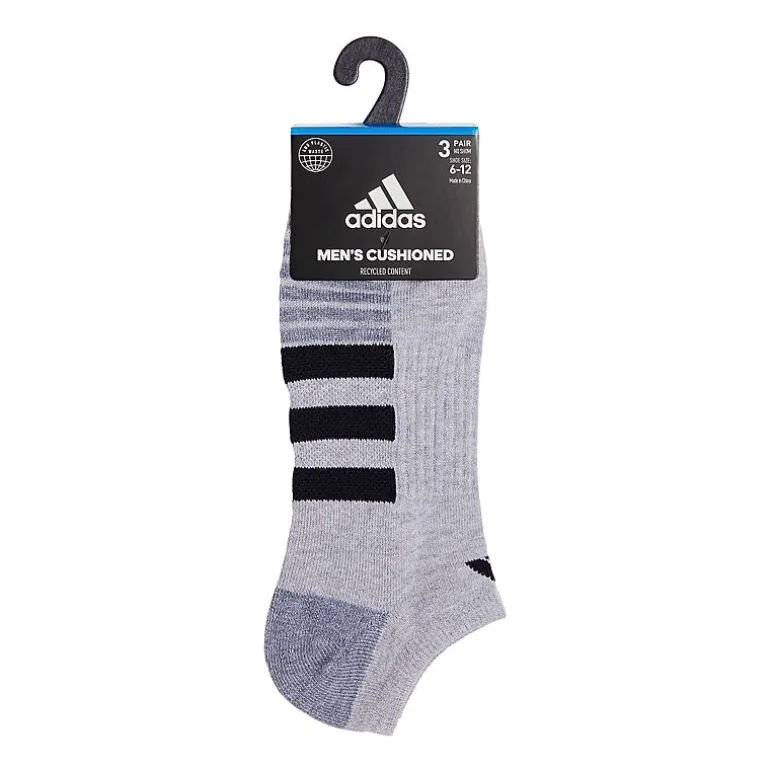 adidas Cushioned Mens 3 Pair No Show Socks