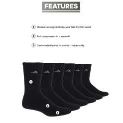 adidas Cushioned Womens 6 Pair Crew Socks