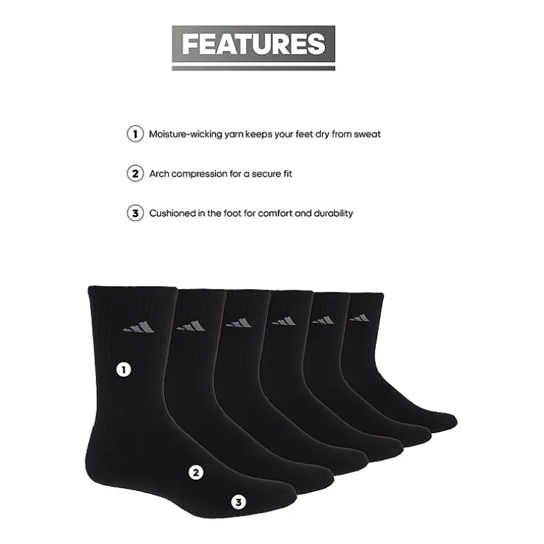 adidas Cushioned Womens 6 Pair Crew Socks