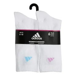 adidas Cushioned Womens 6 Pair Crew Socks