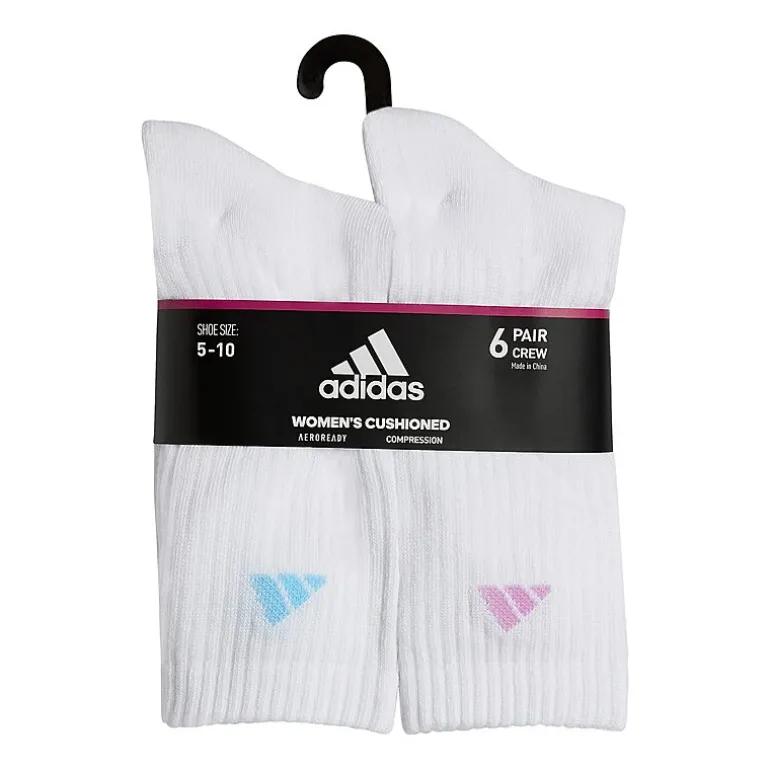adidas Cushioned Womens 6 Pair Crew Socks