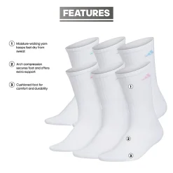 adidas Cushioned Womens 6 Pair Crew Socks