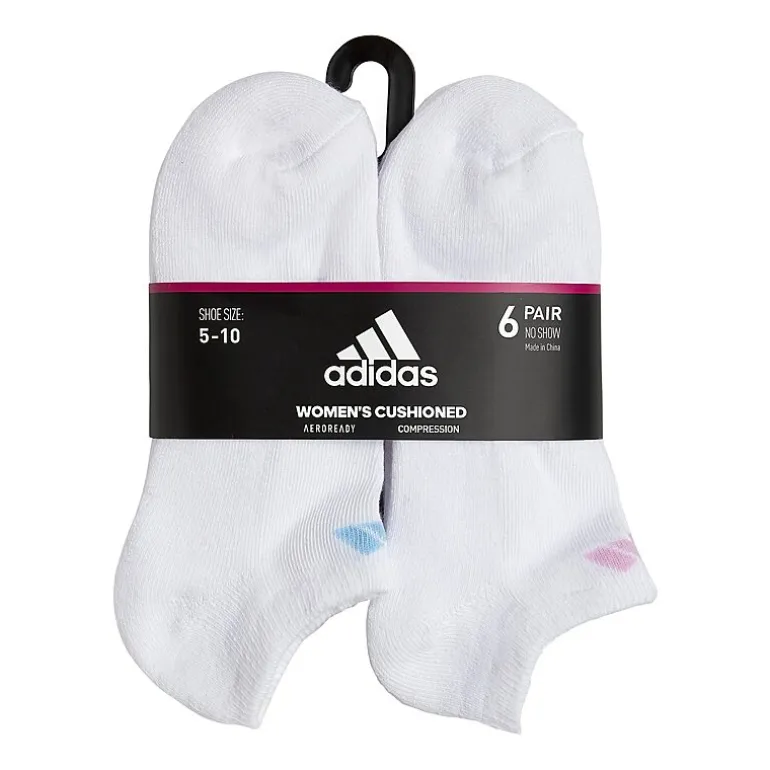adidas Cushioned Womens 6 Pair No Show Socks