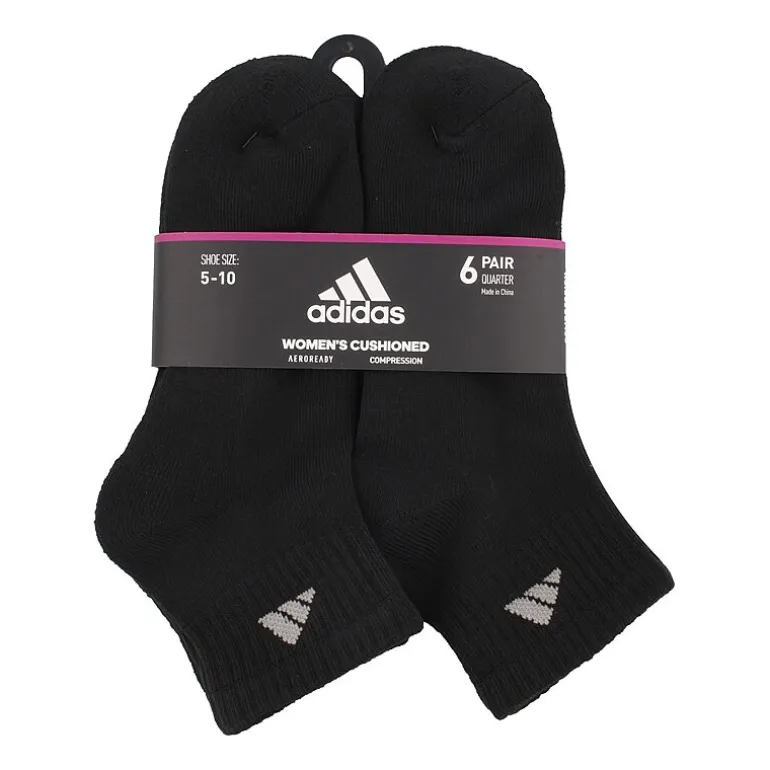 adidas Cushioned Womens 6 Pair Quarter Ankle Socks