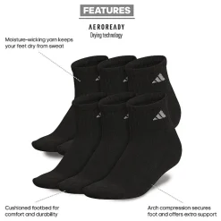 adidas Cushioned Womens 6 Pair Quarter Ankle Socks
