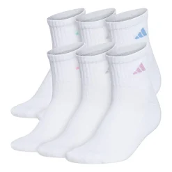 adidas Cushioned Womens 6 Pair Quarter Ankle Socks