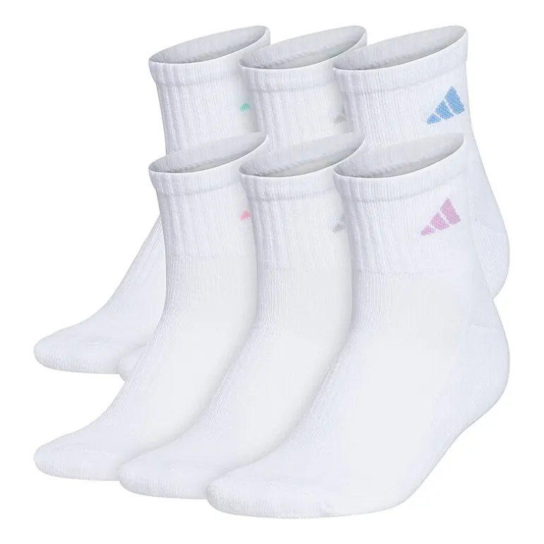 adidas Cushioned Womens 6 Pair Quarter Ankle Socks