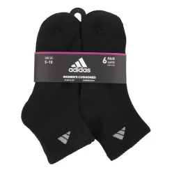 adidas Cushioned Womens 6 Pair Quarter Ankle Socks