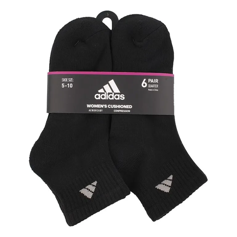 adidas Cushioned Womens 6 Pair Quarter Ankle Socks