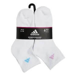 adidas Cushioned Womens 6 Pair Quarter Ankle Socks
