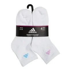 adidas Cushioned Womens 6 Pair Quarter Ankle Socks
