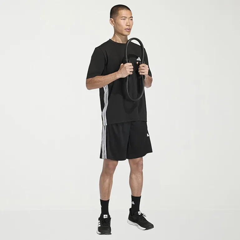 adidas Essential 3 Stripe Mens 9" Big and Tall Workout Shorts