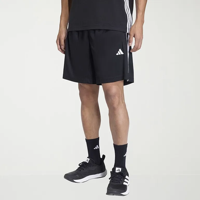 adidas Essential 3 Stripe Mens 9" Big and Tall Workout Shorts