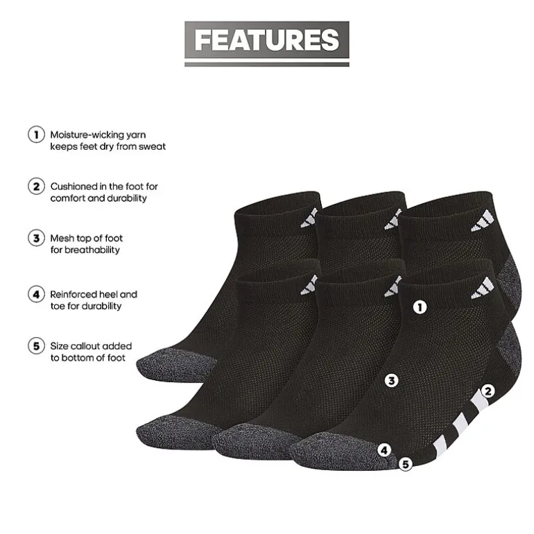 adidas Little & Big Boys 6 Pair Low Cut Socks