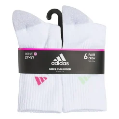 adidas Little & Big Girls 6 Pair Crew Socks
