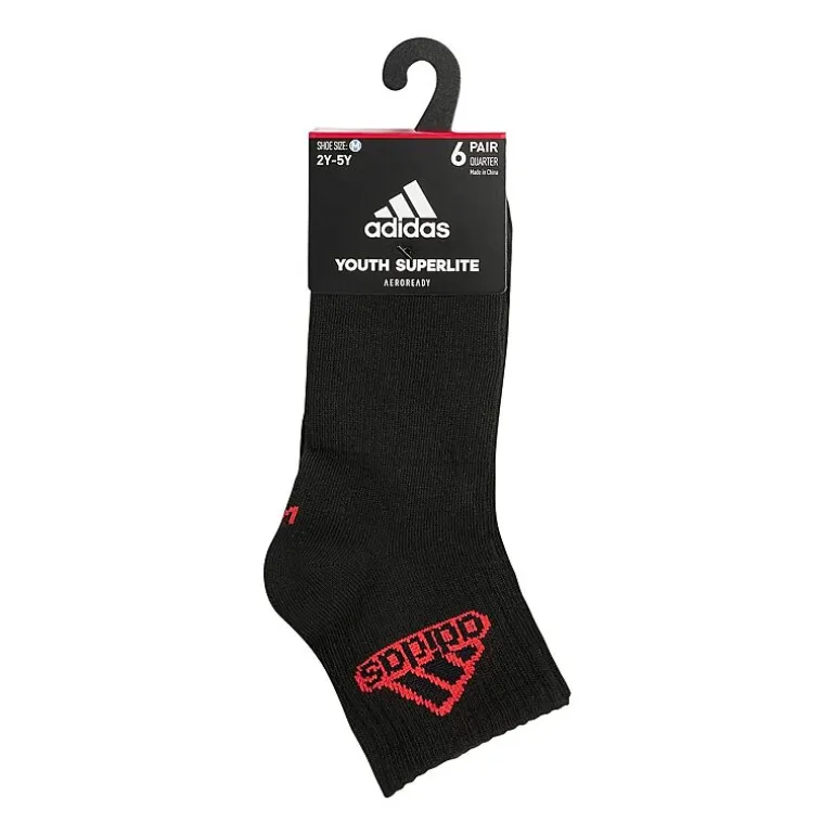adidas Little & Big Kid Boys 6 Pair Quarter Ankle Socks