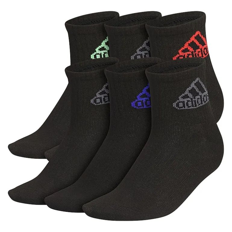 adidas Little & Big Kid Boys 6 Pair Quarter Ankle Socks