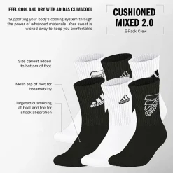 adidas Little & Big Kid Boys 6 Pair Crew Socks