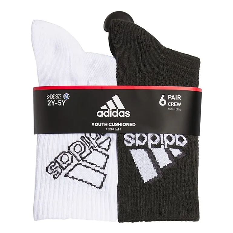 adidas Little & Big Kid Boys 6 Pair Crew Socks